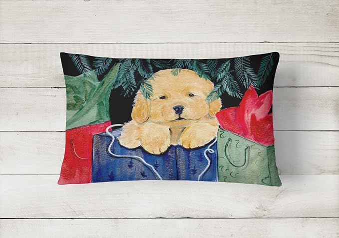 Caroline's Treasures SS8580PW1216 Golden Retriever Canvas Fabric Decorative Pillow Machine Washable, Indoor Outdoor Decorative Pillow for Couch, Bed or Patio, 12HX16W
