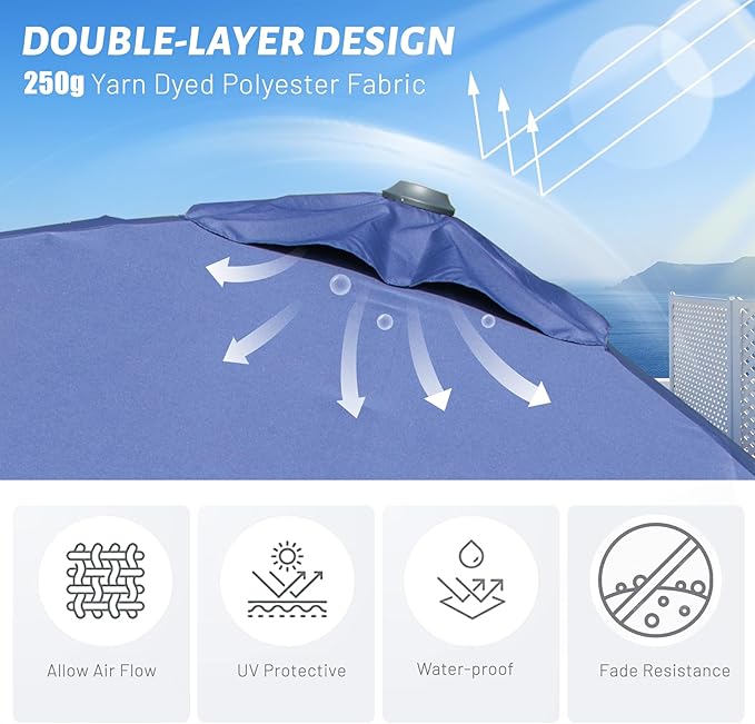 Domi 9' x 11.5' Cantilever Patio Umbrella, Rectangle Deluxe Offset Umbrella, Aluminum Hanging Umbrella with 360°Rotation, Outdoor Market Umbrella for Outside Deck Backyard Garden Pool, Navy Blue