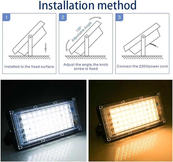 LED Flood Light Spotlight 100W 50W Outdoor Waterproof Reflector Floodlights Street Wall Lamp Garden Lighting(1pcs,Cool White_100W)