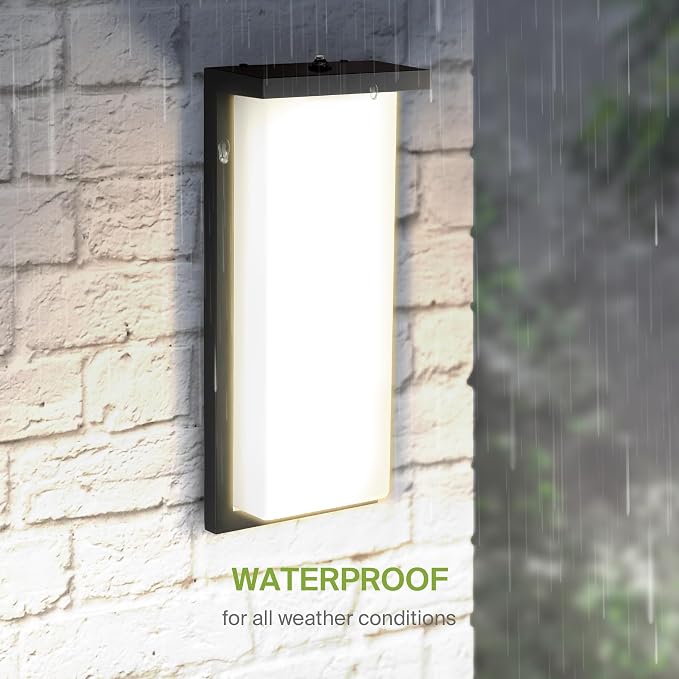 ASD LED 14" Outdoor Wall Light, Dusk to Dawn Front Door House Sconce | 3CCT, Photocell, Waterproof, ETL Listed | 20W 1900LM 3000-5000K 120V | Exterior Patio Lighting Fixture, Porch Lamp | Black