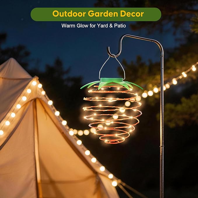 Solar Lights Outdoor, 2-Pack Decorative Strawberry Solar Garden Lights, Waterproof Outdoor Solar Lights for Patio Decor, Yard & Landscape, 20 LED Creative Hanging Fruit Lanterns for Garden Decor