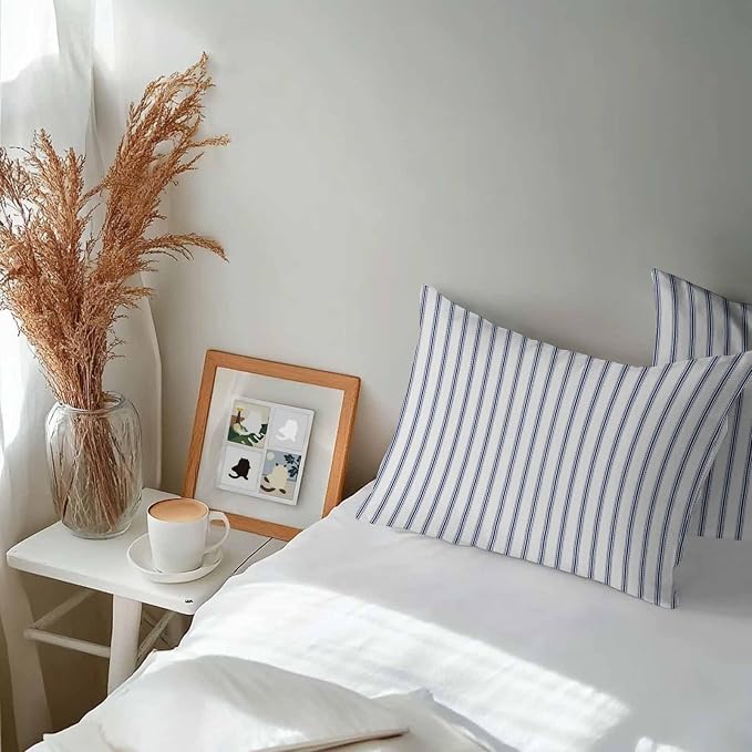 Outdoor Pillow Covers 12x20 Set of 2 Blue Stripe Outdoor Pillows Waterproof Throw Pillow Covers Vertical Striped Pillowcases Decorative Case for Patio Cushion