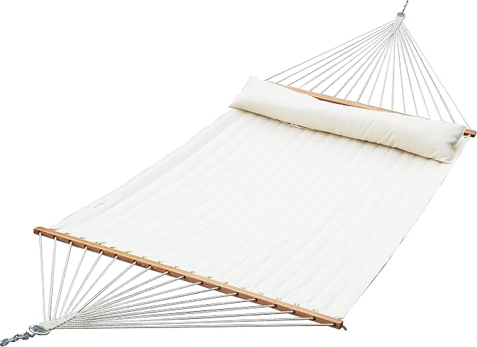 Ceara Patio Hammock Olefin Hammock Double Hammock for Two People Outdoor Patio Swing Chair Quilted Hammock Use Inside Outside Backyard Decor Porch Swing - Cream White