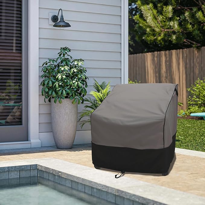 FORSPARK Patio Chair Covers Waterproof, Heavy-Duty Outdoor Furniture Covers 2-Pack, UV-Resistant Protection for Lawn Chair, Fits up to 33W x 34D x 31H, Grey