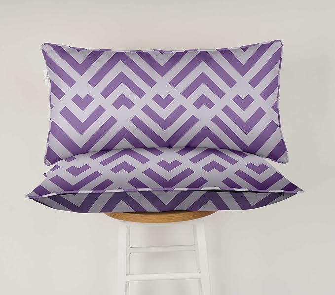 Indoor/Outdoor Polyester Fabric Lumbar Pillow Cover, All-Weather Waterproof Rectangular Cushion Case for Patio Furniture, 16 x 24 Set of 2 - Abstracts-45