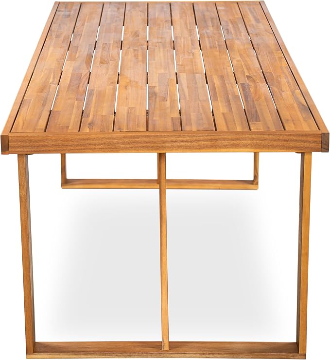 7-Piece Outdoor Acacia Wood Dining Set, 66.9" Rectangular Wooden Table and 6 Armchairs, Solid Wood Patio Furniture Group for Backyard, Garden, Deck and Poolside, Weather Resistant