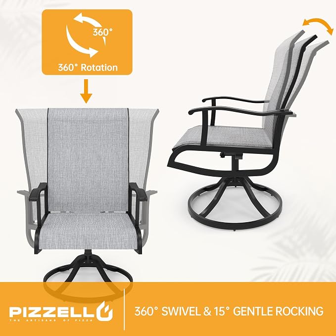 PIZZELLO 5-Piece Outdoor Patio Dining Set with 4 Swivel Patio Chairs and 59"x 35" Rectangular Dining Table, All Weather Patio Dining Furniture Set for Backyard, Garden, Deck and Poolside
