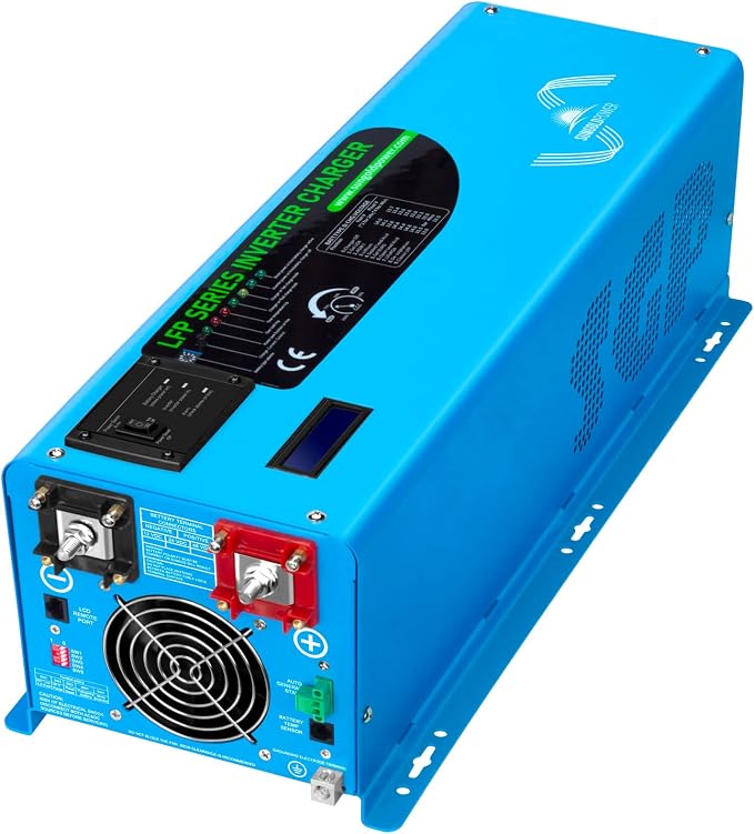 SUNGOLDPOWER 4000W 24V Pure Sine Wave Inverter Charger 24Vdc to 110/120Vac Off-Grid Inverter, Peak Power 12000W 20s, Low Frequency Inverter, Auto Generator Start,Remote LCD Display