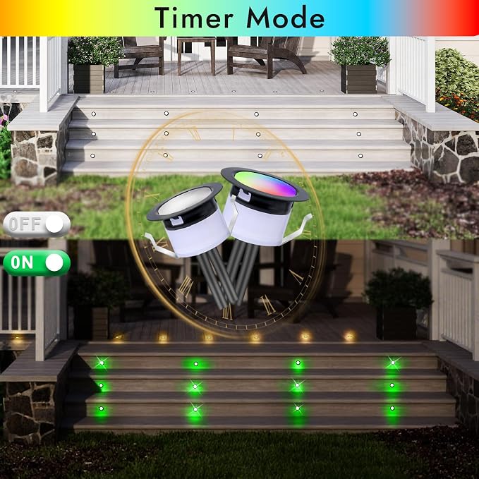 LED Deck Lights Kit, 6pcs Φ1.22 WiFi Smart Phone Control Low Voltage Recessed RGBW Deck Lighting Waterproof Outdoor Yard Path Stair Decor, Black