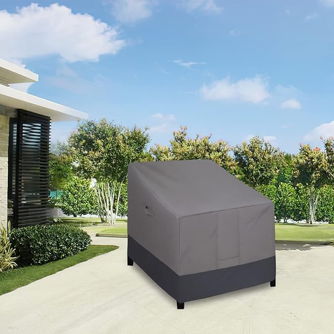Easy-Going Outdoor Chair Cover Waterproof, Heavy Duty Patio Chair Cover, Windproof Outdoor Furniture Cover with Air Vent (2 Pack-33.5Wx40Dx36H inch, Gray/Dark Gray)