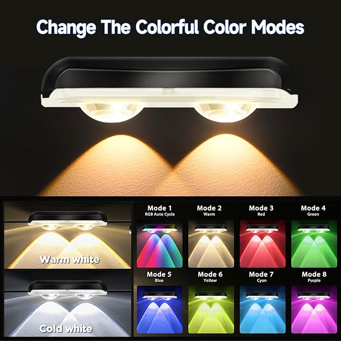 AHAWILL Outdoor Fence Lights,7 Fixed Colors & Color Changing Modes,IP67 Smart Fence Lighting with Remote Control,App Control,LED Light for Outdoor Decor,Wired 16 Packs (100ft)