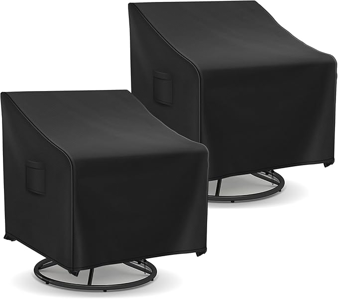 Richwon Outdoor Swivel Chair Covers Waterproof, Outdoor Rocking Chair Covers 2 Pack, Patio Chair Covers for Outdoor Furniture Fits up to 31.5W x 33.5D x 36H inches, Black