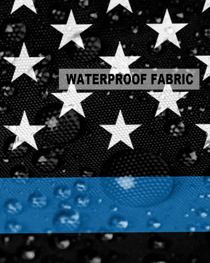 Outdoor Waterproof Pillow Covers Set of 2, Thin Blue Line Flag American Police Flag Honoring Law Enforcement Officers Patio Throw Pillow Covers, Decorative Cushion Case for Sofa Furniture, 16x16 Inch
