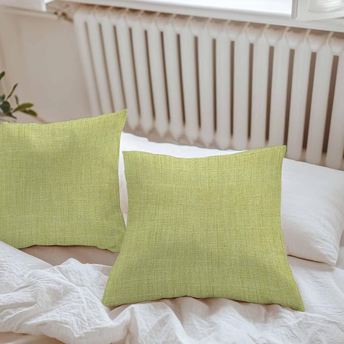 Vandarllin Outdoor Throw Pillows Covers 26x26 inch Set of 2 Waterproof Fruit Green Linen Decorative Zippered Cushion Covers for Patio Furniture, Farmhouse Pure Color Lumbar Pillowcases