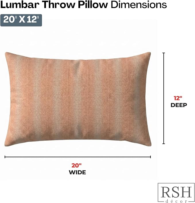 RSH DECOR: Sunbrella Lumbar Throw Pillows Set of 2 | 20" x 12" | Water and Fade-Resistant Performance Fabric | Outdoor Pillow Covers with Down-Alternative Inserts | Made in USA (Perception Spark)