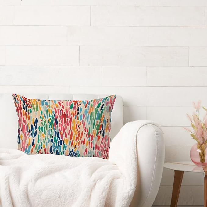 Lumbar Support Pillow Case Make It Rain Fiesta Pillows Rustic Rainbow Colorful Pillow Cover Accent Decorative Cushion Cases Home Decor for for Sofa Bed Office Couch Chair 12x18in
