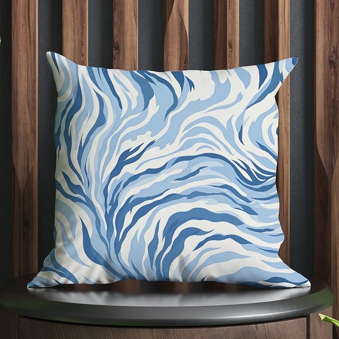 Cushion Cases Blue Tiger Print Cushion Cover Retro Animal Tiger Print Pillow Cover Accent Square Couch Sofa Cushion Covers for Sofa Bed Chair Car 26x26 in