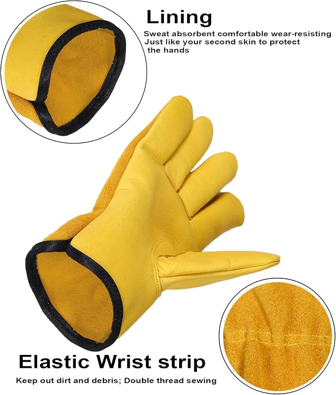 SAWANS Leather Working Gloves Work Gardening Gloves Thorn Proof Garden Heavy Duty Utility Men Women Construction