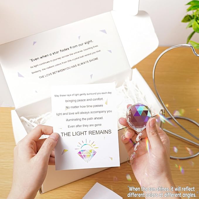 Sympathy Gifts for Loss of Loved One,Memorial Gifts for Loss of Mom Dad,40mm Crystal Suncatcher Idea is Suitable for Bereavement, in Memory, Condolences,Remembrance,with 9 Inch Silver Stand