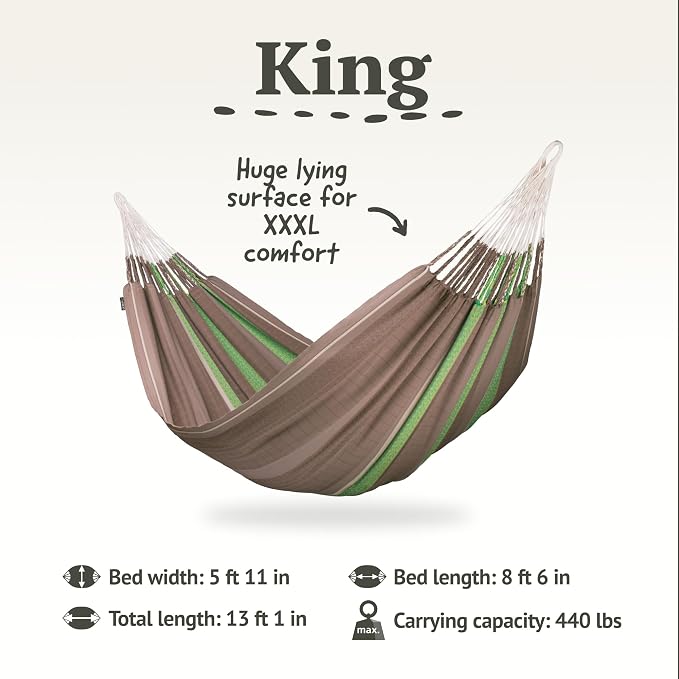 LA SIESTA Flora Chocolate - Organic Cotton Family Classic Hammock Size King