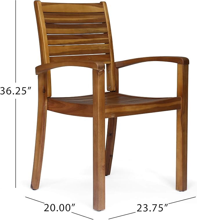 Christopher Knight Home Payne Outdoor 4-Seater Round Acacia Wood Dining Set, Teak Finish