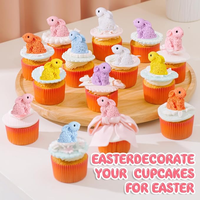 600PCS Miniature Resin Rabbit Easter Bunny Figurines for Easter Egg Fillers | 6 Colors Cute Tiny Bunnies Rabbits Animals, Fairy Garden Dollhouse Cake Home Decor Hidden Game