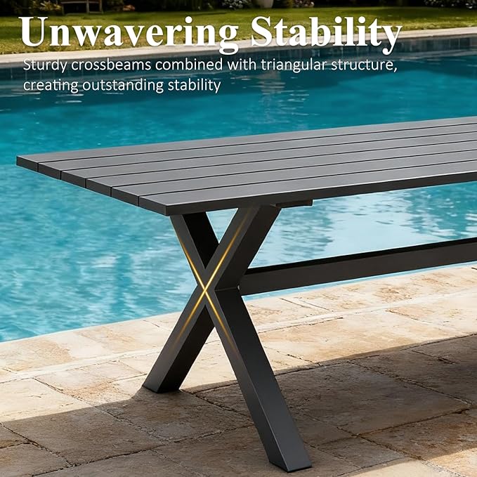 LayinSun 13 Pieces Outdoor Patio Dining Set, Aluminium Rectangular Dining Table and Wicker Rattan Chairs Set for Outside Backyard, Poolside