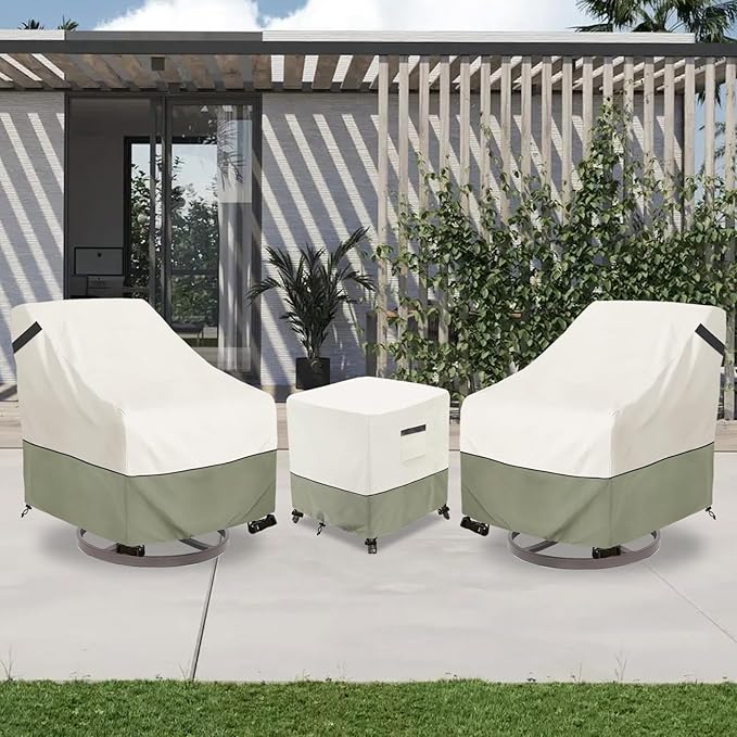 Waterproof Outdoor Ottoman Cover Square,600D Heavy Duty Patio Small Side Table Cover,Patio Furniture Covers for End Table 22" W x 22" D x 18" H,Beige