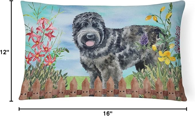 Caroline's Treasures CK1239PW1216 Black Russian Terrier Spring Canvas Fabric Decorative Pillow Machine Washable, Indoor Outdoor Decorative Pillow for Couch, Bed or Patio, 12HX16W