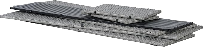 happimess TRK1002A Nino 59.06" Modern Minimalist Outdoor Faux Wicker Deck and Patio Storage Box, Gray, Soft-Close, for Package Delivery, Patio Furniture, Cushions, Gardening Tools, Pool Supplies