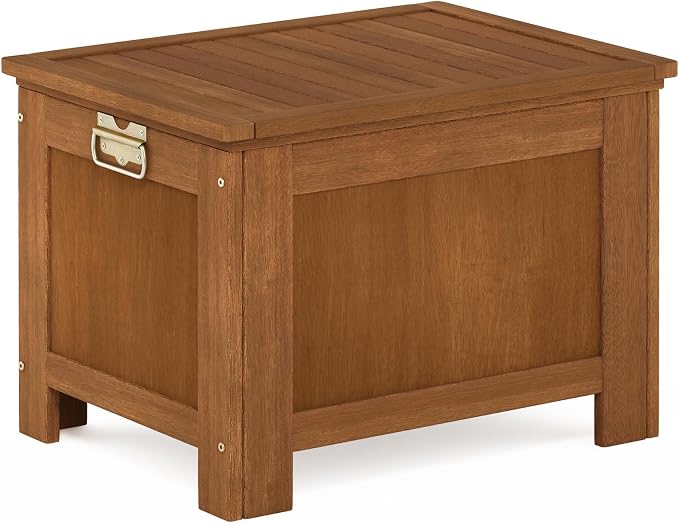 Furinno TIOMAN Outdoor Wooden Cooler Chest, Insulated Ice Chest Storage Box, 25 x 18, for Patio, Garden and Porch, Light Wood