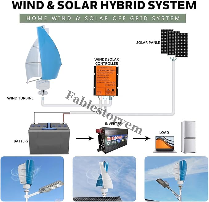 12000W Vertical Wind Power Turbine Generator Kit,12V/24V/48V Portable Maglev Wind Turbine Generator with Charge Controller for Boats Cabins Mobile Homes,D-12V