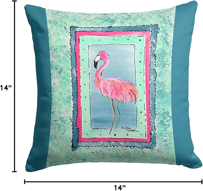 Caroline's Treasures 8107-CPW1414 Bird - Flamingo Fabric Decorative Pillow Machine Washable, Indoor Outdoor Decorative Pillow for Couch, Bed or Patio, 14Hx14W