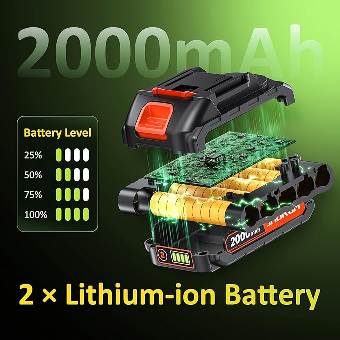 12" Cordless String Trimmer 2 X 2.0Ah Battery Powered with Charger, Electric Weed Wacker, Weed Eater, 20V Lawn Mower Lawn Edger, Auto Feed Grass Cutter Lightweight Yard Tools for Small Yard Garden