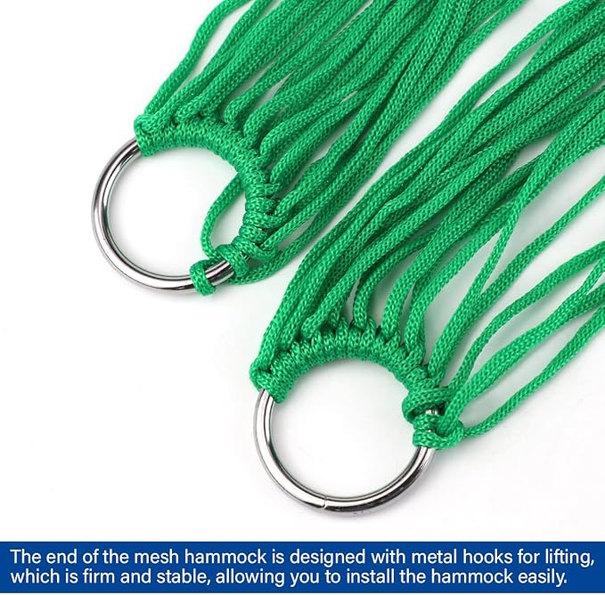 Swing Hanging Rope Hammock, Nylon Hanging Hammock, Sleeping Net Bed for Outdoor Camping (Green)