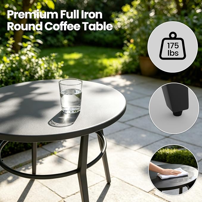 Aluminum Outdoor Patio Furniture Set,5 Seats Patio Conversation Sets with 2 Round Coffee Tables,Metal Patio Sectional Furniture Set with 5.1" Thickened Cushions,Navy Blue