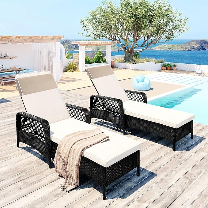 Enipate Outdoor Chaise Lounge Head Pillow, Pack of 2 Water Resistant Headrest Pillows with Elastic Band for Pool Patio Chairs