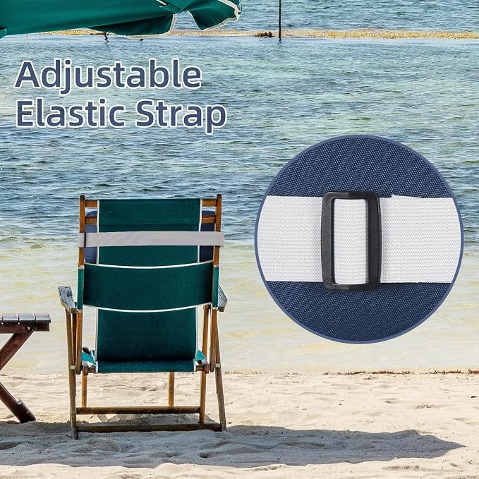 Chaise Lounge Head Pillow, 2 Pack Outdoor Patio Pillows with Adjustable Strap, Lounge Head Resting Pillow for Recliner Beach Pool Lounger Office Chair，Water Resistant Navy