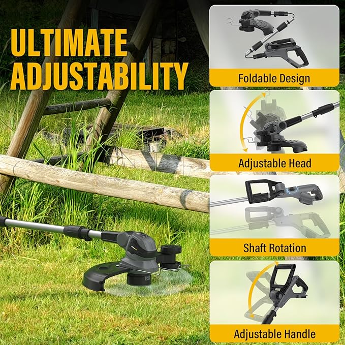2-in-1 Cordless Weed Wacker and Leaf Blower Combo, Compatible with Dewalt 20V Max Battery, 12-Inch Auto-Feed String Trimmer/Grass Trimmer, 150MPH Lightweight Handheld Blower (Bare Tool)