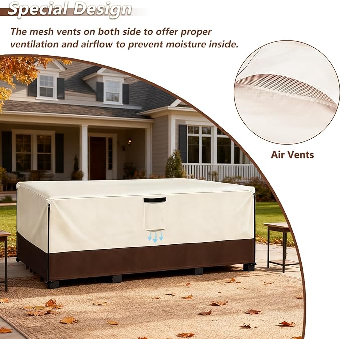 Patio Furniture Covers Waterproof,Heavy Duty Outdoor Furniture Covers, Rectangle Patio Table Cover Fits 5-8Piece Sectional Set Outdoor Chair Couch Table Sets (88" L x 62" W x 28" H)