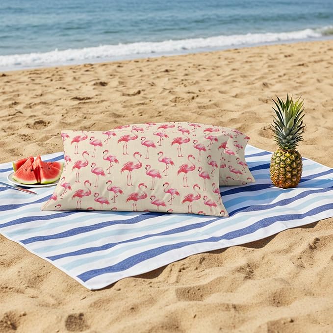 Pink Flamingo Outdoor Pillow Covers 20x12 Inch Lumbar Pillow Covers Set of 2 Waterproof Decorative Throw Pillow Cases Summer Animals Rustic Cushion Covers for Patio Furniture Garden Couch Sofa