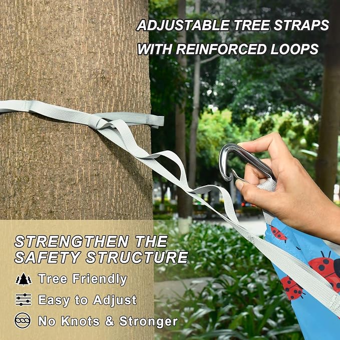 Camping Hammock Outdoor Hammocks for Outside Ladybird Blue Beach Trees Portable Lightweight with Pockets Tree Straps Indoor