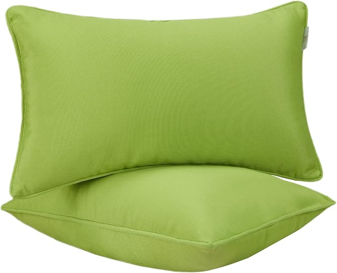 JMGBird Outdoor Accent Pillows Green Outdoor Pillows Waterproof | 12×20 Outdoor Thtow Pillows with Insert Included Outdoor Pillow for Patio Furniture