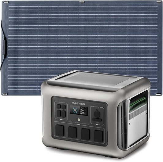 ALLPOWERS R2500 V2 Solar Generator Kit with 160W Panel: 1920Wh LiFePO4, 2500W AC Output, 2x100W USB-C PD Fast Charging, 80% Charge in 1 Hour, for Home Backup Camping RV Off-Grid