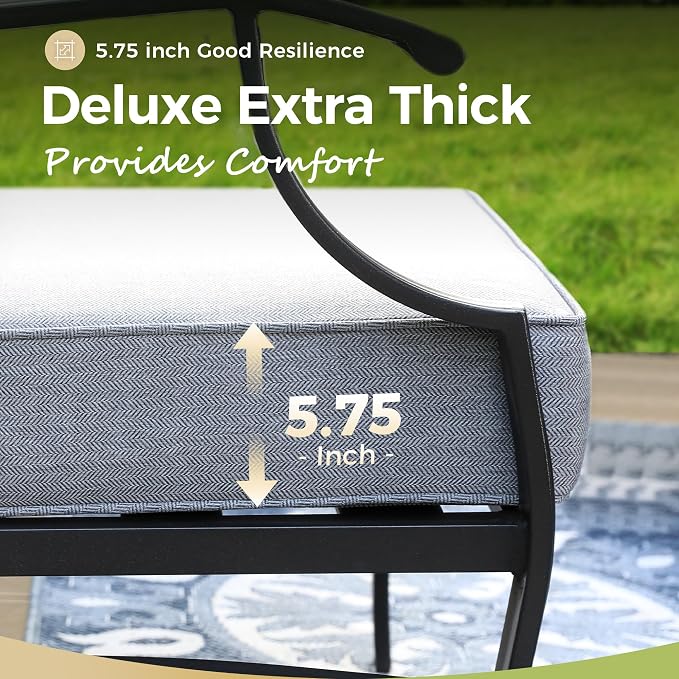 MIXPATIO Patio Furniture Set 5 pcs, Outdoor Patio Furniture, 3-Seat Sofa, 2 Swivel Chairs, 2 Ottomans and 5.75" Extra Thick Cushion, Patio Conversation Set for Garden Backyard Deck,Grey