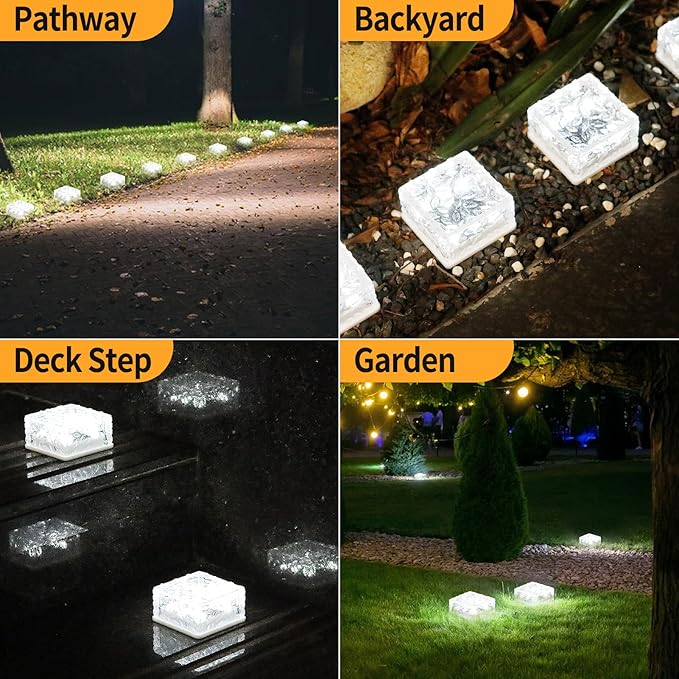 Solar Brick Lights Outdoor Waterproof Small Solar Lights 3 Packs Outdoor Decor for Fence Pathway Path Patio Balcony Outside Garden Bricks Decorations