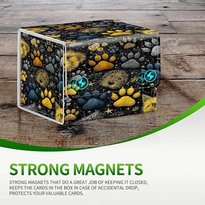 Card Deck Box for MTG, Cards Storage Box Fits 120+ Sleeved, Leather Small Size Strong Magnetic Closing Card Case for Board Games Magic TCG CCG Baseball Collection, Dog Melon Seal Puppy