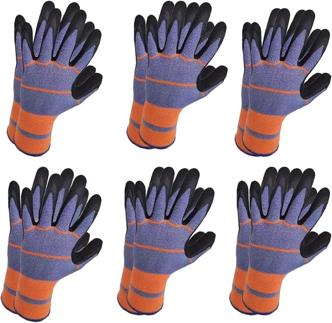 6 Pairs Gardening Work Gloves for Women & Men | Latex Coated, Protective, Summer Breathable, Lightweight Durable, Yard Chores, Planting, Weeding, Patio Outdoor Garden Tasks