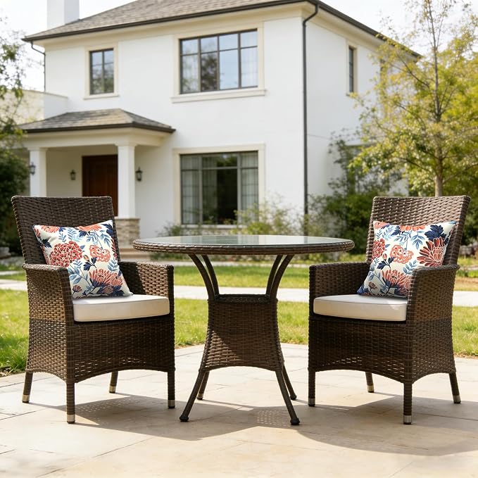 LVTXIII 2 Pack Outdoor Pillows 18x18 Inch, Square Throw Pillows with Inserts, Decorative Water-Repellent Pillow Cushions for Patio Furniture and Garden Sofa, Vibrant Blossom