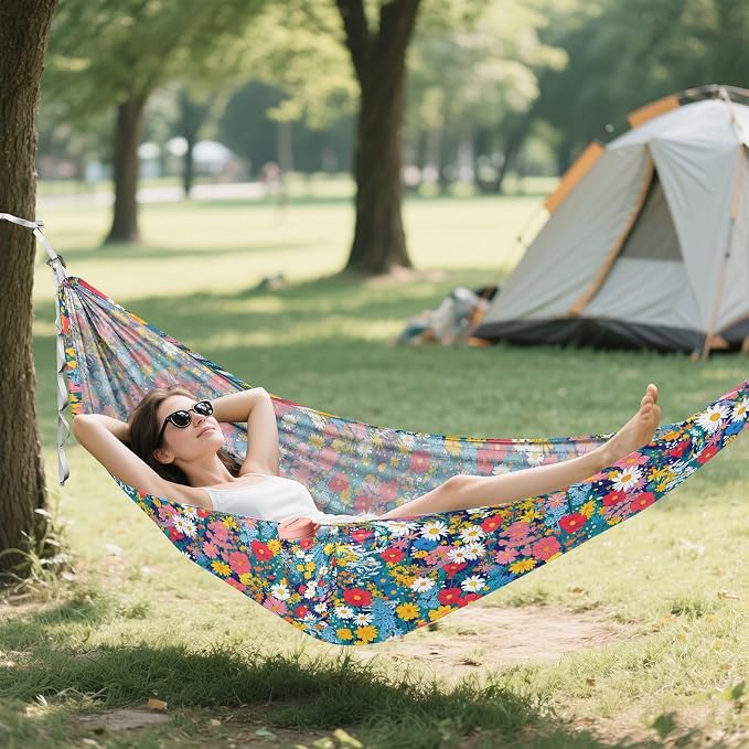 Camping Hammock Outdoor Hammocks for Outside Midsummer Meadows Beach Trees Portable Lightweight with Pockets Tree Straps Indoor
